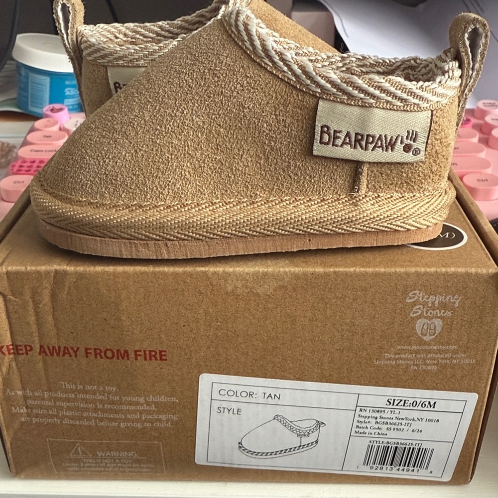 BearPaw Tan Kids Slippers